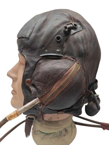 WW2 RAF B-type flying helmet Sz3 & MKIV goggles guide plates