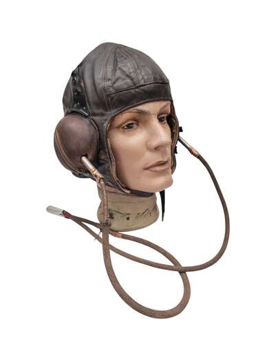 WW2 RAF B-type flying helmet Sz3 & MKIV goggles guide plates