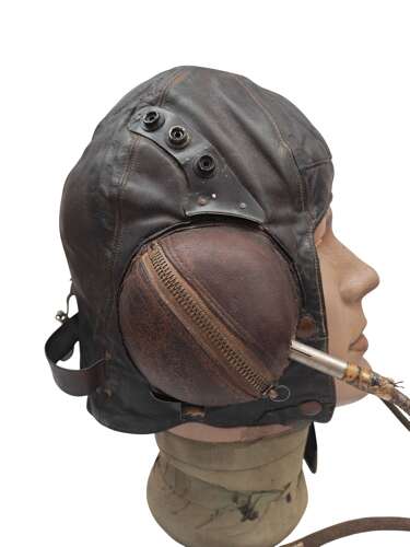 WW2 RAF B-type flying helmet Sz3 & MKIV goggles guide plates