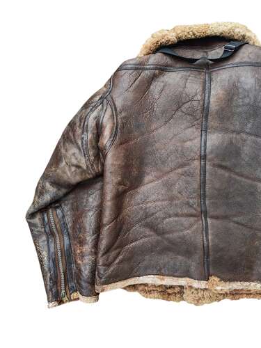 WW2 RAF IRVIN SHEEPSKIN FLYING JACKET - PAINTED SQUADRON BADGE