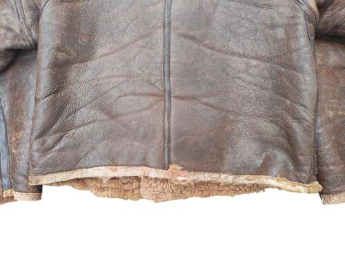 WW2 RAF IRVIN SHEEPSKIN FLYING JACKET - PAINTED SQUADRON BADGE