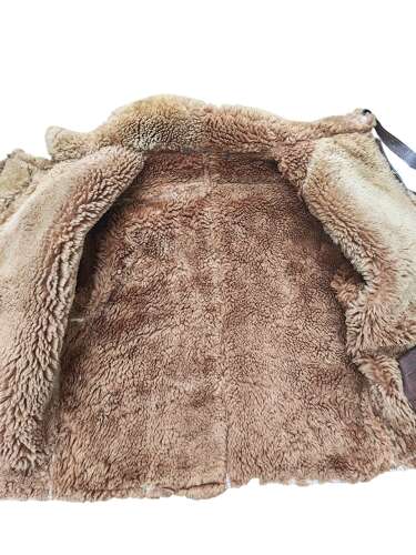 WW2 RAF IRVIN SHEEPSKIN FLYING JACKET - PAINTED SQUADRON BADGE