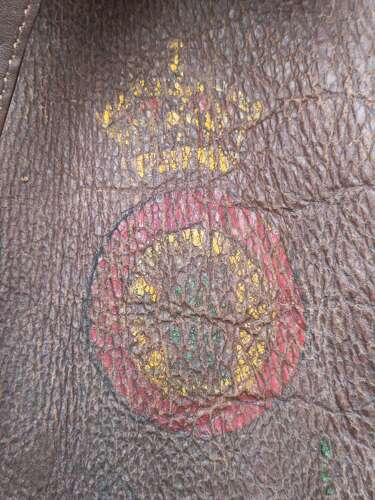 WW2 RAF IRVIN SHEEPSKIN FLYING JACKET - PAINTED SQUADRON BADGE