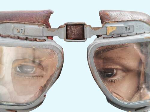WW2 RAF 1st pattern C-type flying helmet set - NAMED - F/O LOVE EA