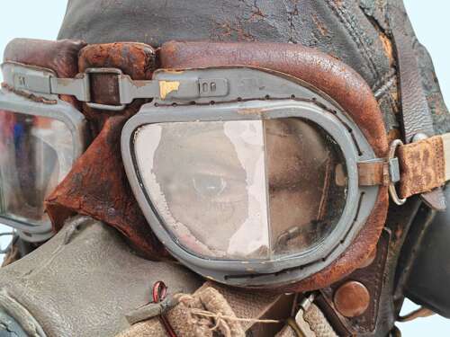 WW2 RAF 1st pattern C-type flying helmet set - NAMED - F/O LOVE EA