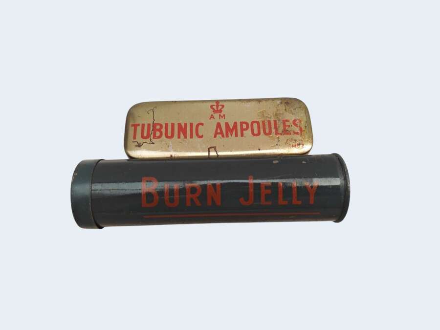 WW2 RAF FIRST AID - "Tubunic Ampoules" & "Burn Jelly" tins