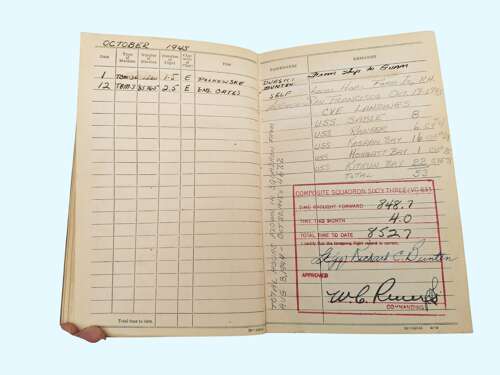 WW2 USN Logbook grouping - LT. R.C. BUNTEN - CARRIER PILOT