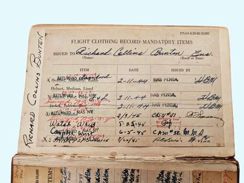 WW2 USN Logbook grouping - LT. R.C. BUNTEN - CARRIER PILOT