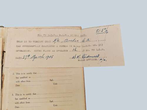 WW2 RAF - Tunic & Log book grouping - Flt/Lt G.A. Archer - Navigator
